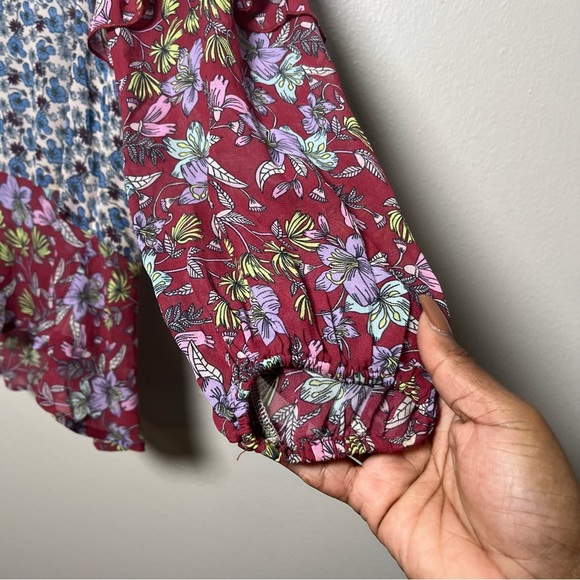 Johnny Was Jade Women Blouse Small Ditsy Floral Ruffle Ballon Sleeve Boho Sheer - Picture 5 of 9